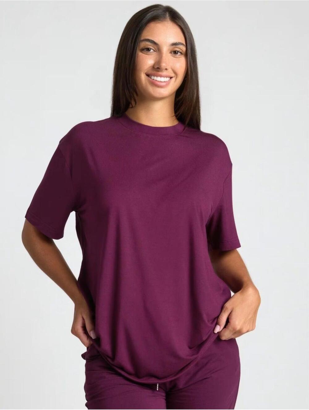 NWT Comfrt Cloud Lounge Tee Plum Size M-Oversized Unisex Super Soft&Comfy - Picture 3 of 8